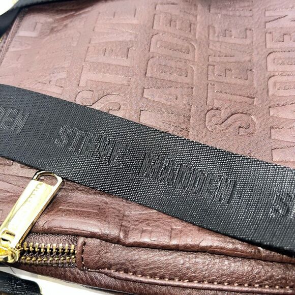 Steve Madden Faux Leather Crossbody Signature Bag with Guitar Strap - Picture 12 of 12